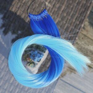24" Blue Ombre Ponytail High Heat Kanekalon
